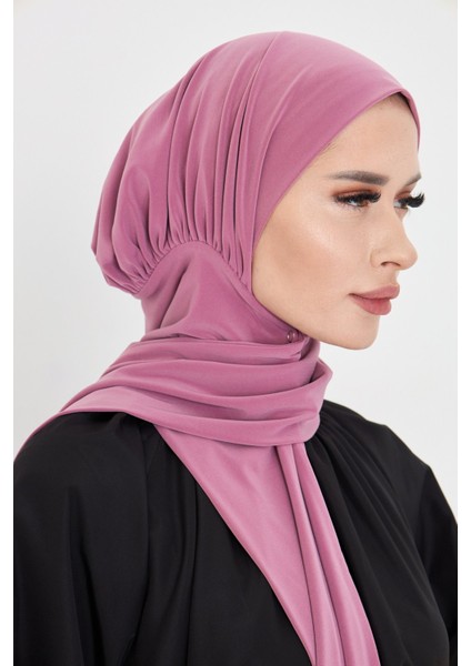 Gül Kurusu Pratik Hazır Geçmeli Tesettür Bone Sandy Boyunluklu Çıtçıtlı 2505_18