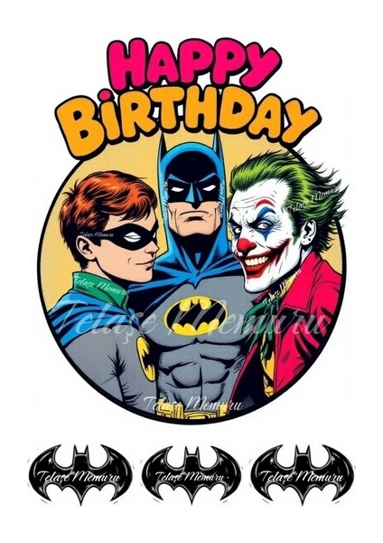Batman Pasta Süsü - Pasta Resmi ve Baskısı - Batman Doğum Günü Yenilebilir Kağıt Baskı 7