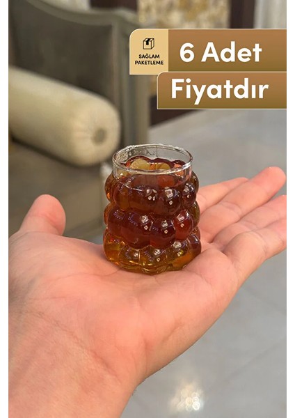 Lavin 6’lı Üzüm Desenli Kahve Yanı Cam Bardak Seti 75 ml – Şık Sunum Bardakları LVN41959