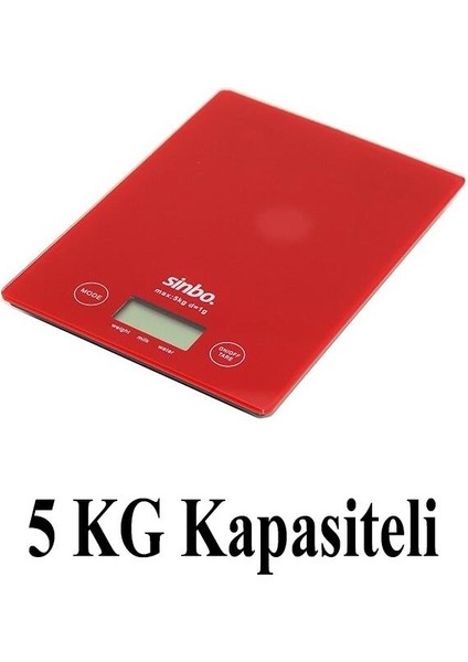 Dijital Mutfak Terazisi Mutfak Tartısı Hassas Terazi 5 kg Kapasiteli Kırmızı modelleri