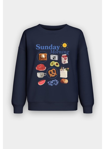 Kadın Içi Şardonlu Baskılı Oversize Sweatshirt