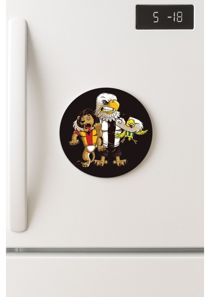 Desenli Temalı Yuvarlak Buzdolabı Magnet – 10X10 cm Kartal Şampiyon