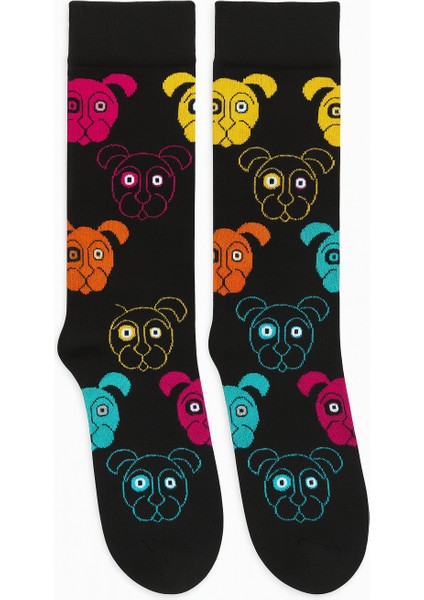 Köpek Desenli Renkli Kadın Çorap