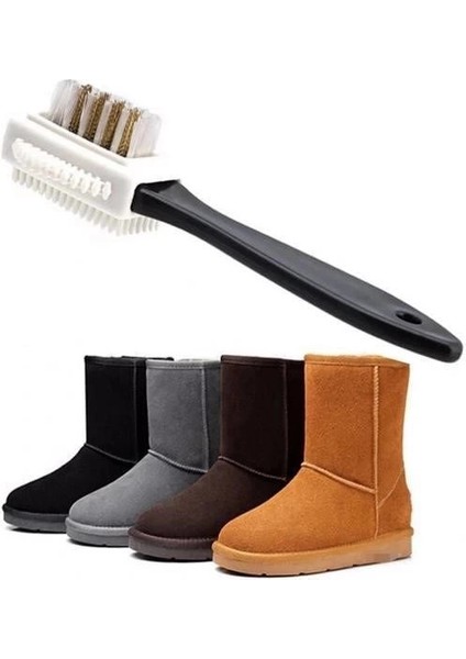 Çift Taraflı Pratik Taşınabilir Süet Nubuk Deri Çizme Bot Ayakkabı Temizleme Bakım Fırçası indirimleri