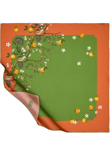 Ipekevi Limon Ağacı Tivil Ipek Eşarp Yeşil