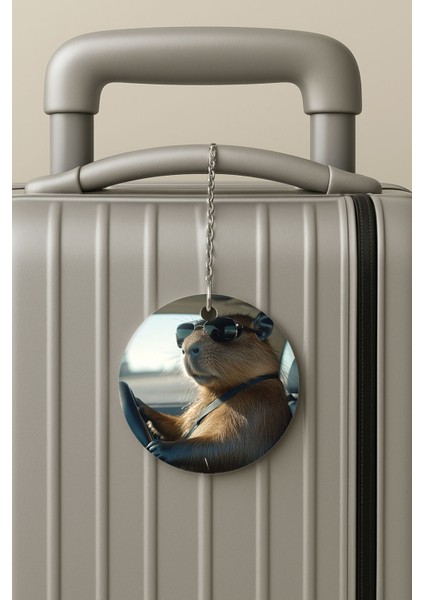 Pleksi Zincirli Bavul Etiketi Seyahat Tatil Için Tasarım Valiz Etiketi Kapibaradriver