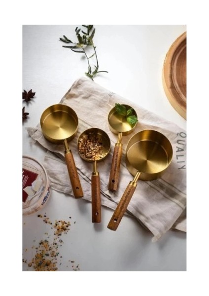 4'lü Ahşap Saplı Ölçü Kaşığı