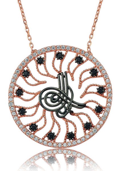 Gümüş Tuğralı Güneş Bayan Kolye