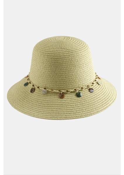 Boncuk Örme Hasır Şapka