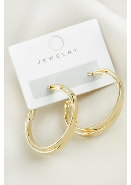 Çift Halka Trend Küpe 3,5 cm