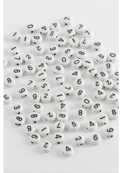 7 mm Siyah Renkli Rakam Boncuk 500 Gram