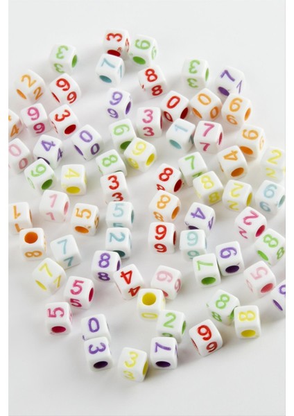 6*6 mm Karışık Renkli Rakam Küp Boncuk 500 Gram