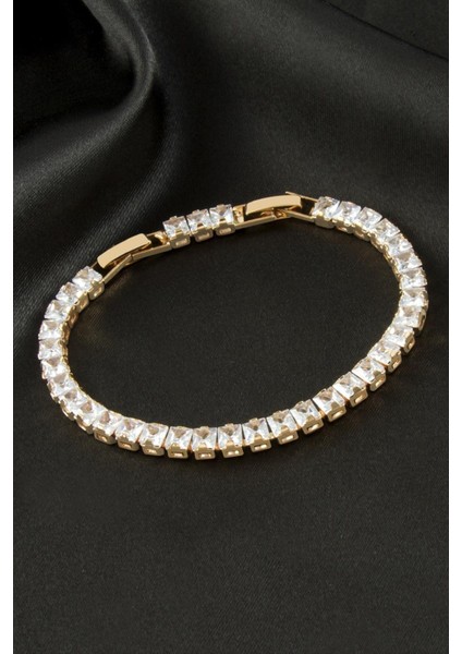 Kare Zirkon Taşlı Lüks Kararmaz Bileklik 5 mm