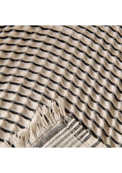 Soft Waffle Koltuk Şalı - Ekru / Siyah - 120X170 cm modelleri