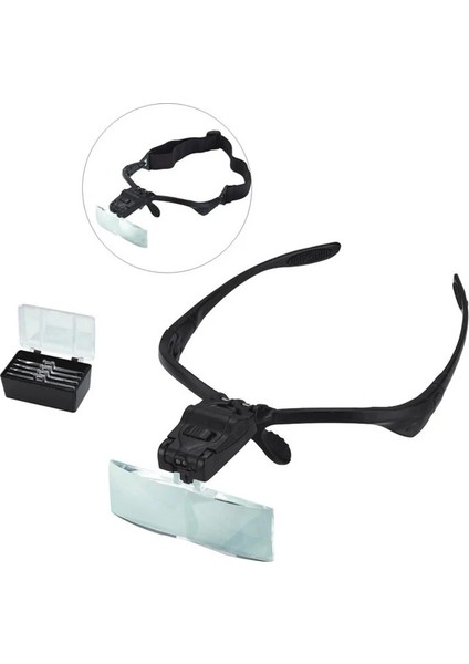 -Işıklı Gözlük Büyüteç - 5 Farklı Lens 9892B ( Lisinya )