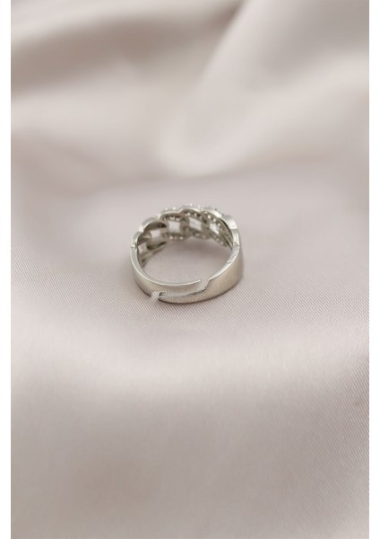 Gümüş Renk Metal Zincir Model Taşlı Kadın Yüzük - Lisinya fiyatları
