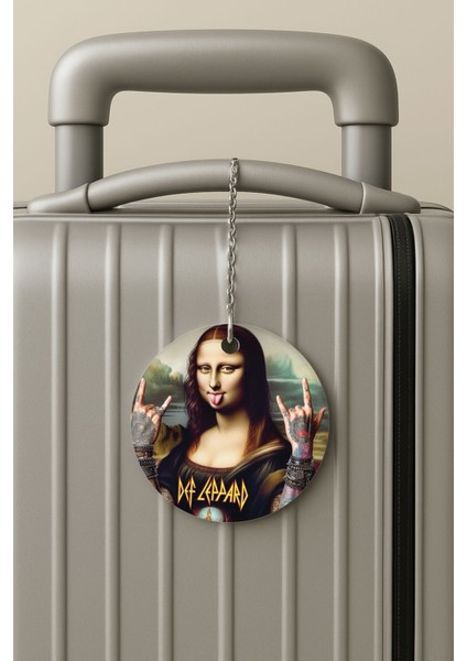 Pleksi Zincirli Bavul Etiketi Seyahat Tatil Için Tasarım Valiz Etiketi Mona Rock And Roll