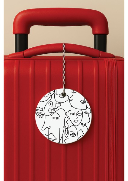 Desenli Baskılı Pleksi Zincir Aparatlı Bavul Etiketi Valiz Etiketi Siluetler