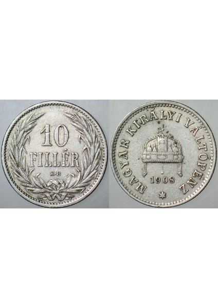 Macaristan 10 Filler 1908.