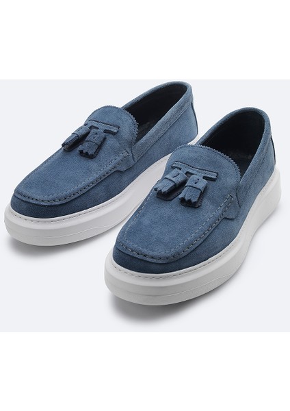 Erkek İndigo %100 Süet Hafif Loafer Ayakkabı A41Y8029