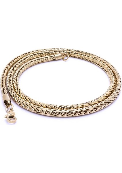 Oval Kral Bakla Örgülü Çelik Kolye 4mm 959CEK022