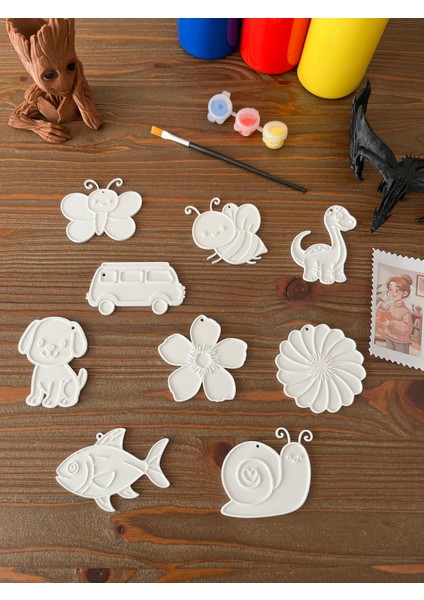 eğitici eğlenceli 9 çeşit figürlü 3d boyama seti