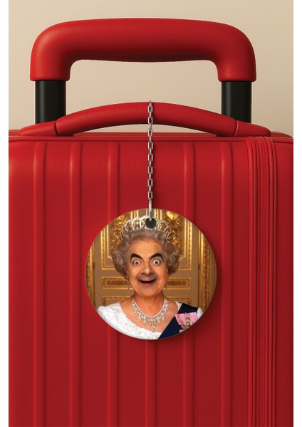 Desenli Baskılı Pleksi Zincir Aparatlı Bavul Etiketi Valiz Etiketi Bean Kraliçe