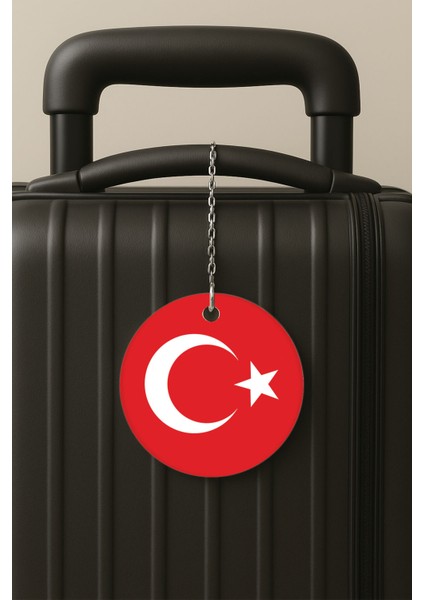 Türk Bayrağı Desenli Uv Baskılı Pleksi Bavul Etiketi Seyahat Tatil Valiz Etiketi