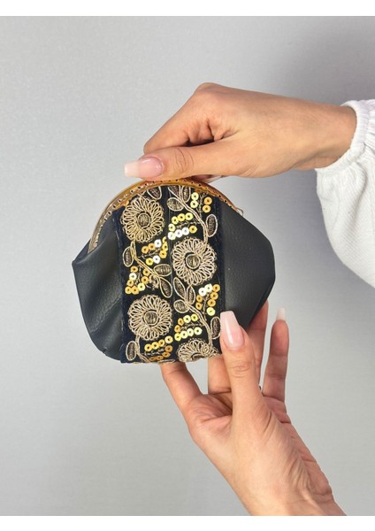 Osmanlı Motif Desenli Deri Kadın Cüzdan 13X12 cm