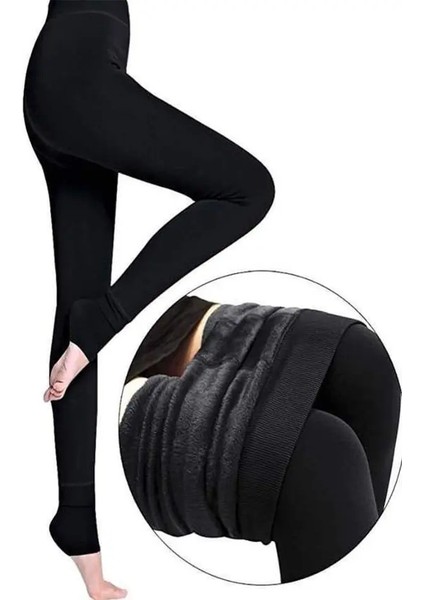 Siyah Bayan Peluş Tayt