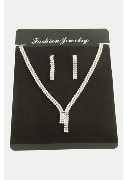 Tamtur Baget Zirkon Taşlı Lüks Set Kolye 7 mm