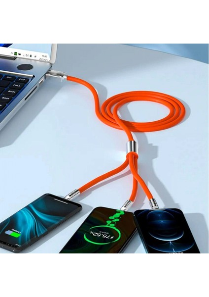 3 Şarj Aleti 1 Arada Çinko Alaşım Hızlı Şarj Kablosu Turuncu (K95) fiyatları