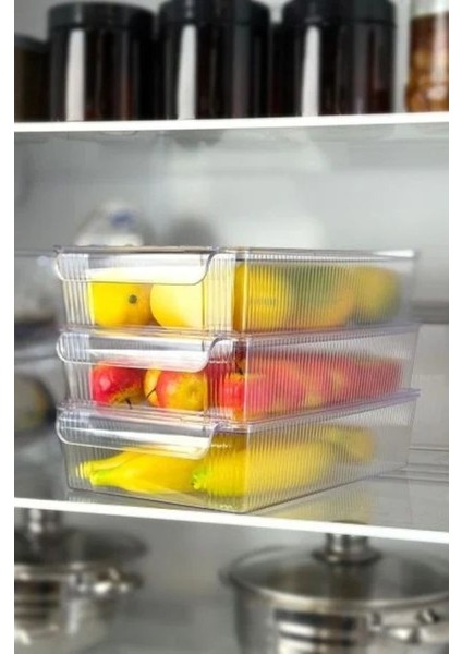 Kapaklı Şeffaf Buzdolabı Organizeri ve Saklama Kabı 3500ML