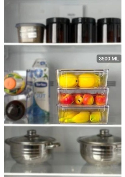 Kapaklı Şeffaf Buzdolabı Organizeri ve Saklama Kabı 3500ML fiyatları
