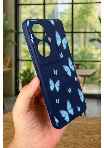 Oppo Reno 11F Uyumlu Mavi Kelebek Desenli Silikon Darbe Emici Klasik Korumalı Rubber Kılıf fırsatları