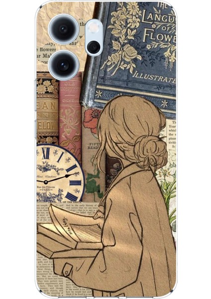 Oppo Reno 14F Uyumlu Retro Gazete Kadın Tasarımlı Baskılı Silikon Kılıf