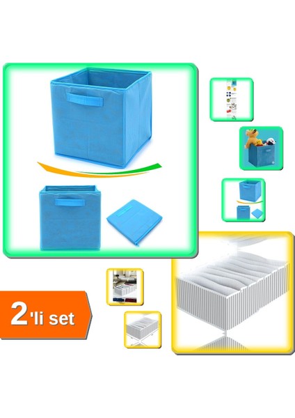 Çok Amaçlı Dolap Içi Düzenleyici Kutu + 8 Bölmeli Xl Pratik Çekmece Düzenleyici - 2li Set XYZ789