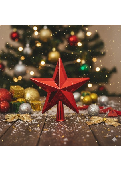 Yılbaşı Ağacı Tepe Süsü Kırmızı 10 cm