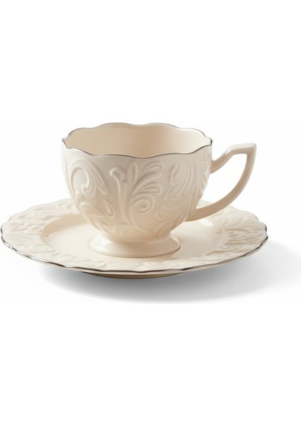 Rosen Kabartma Vintage Platin Model 6 Kişilik Porselen Krem Kahve Fincan Takımı – 100 Ml. fırsatları