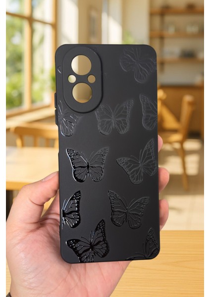 Realme 12 Lite Uyumlu Siyah Kelebek Desenli Silikon Darbe Emici Klasik Korumalı Rubber Kılıf fiyatları