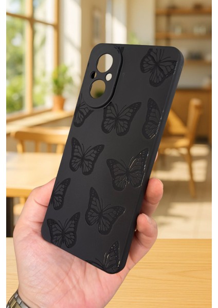 Realme 12 Lite Uyumlu Siyah Kelebek Desenli Silikon Darbe Emici Klasik Korumalı Rubber Kılıf fırsatları