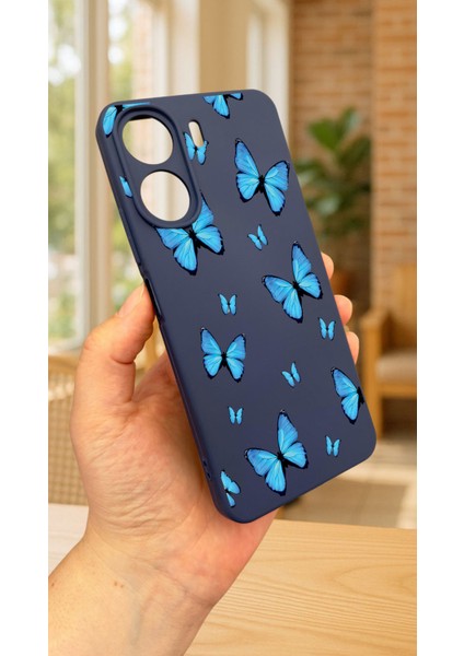 Redmi 13C-MAVİ Kelebek Desenli Lansman Kamera Korumalı Yumuşak Silikon Rubber Kılıf modelleri