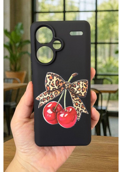 Redmi Note 13 Pro Plus Kiraz Leopar Fiyonk Desenli Silikon Darbe Emici Rubber Kılıf fiyatları