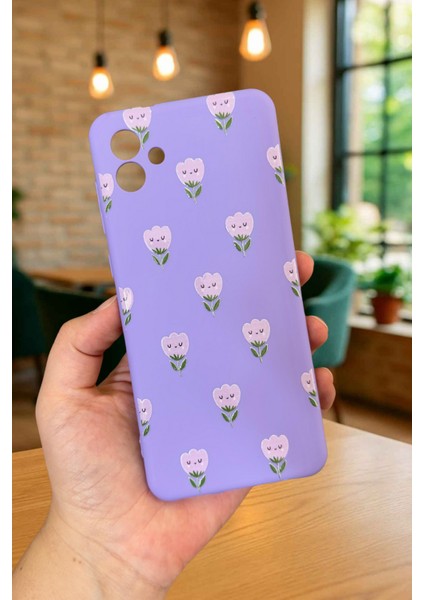 Samsung Galaxy A04 - Mini Lale Desenli Silikon Darbe Emici Klasik Korumalı Rubber Kılıf