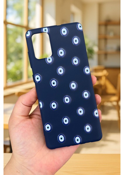 Samsung Galaxy A71 Uyumlu Nazar Boncuk Desenli Silikon Darbe Emici Klasik Korumalı Rubber Kılıf