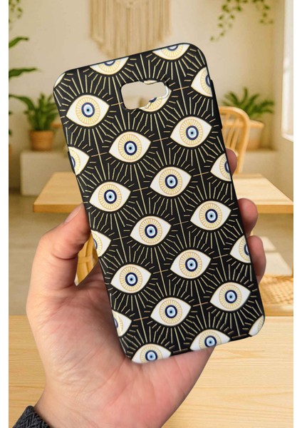 Samsung Galaxy J7 Prime Uyumlu Evıl Eye Desenli Silikon Darbe Emici Rubber Kılıf