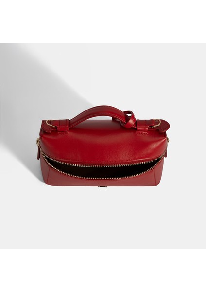 Kadın Kırmızı Omuz Askılı Deri El Çantası