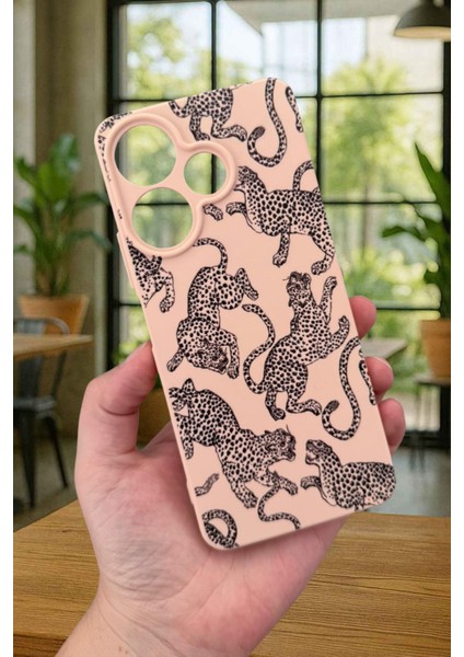 Xiaomi Redmi 13 4g Leopar Desenli Silikon Darbe Emici Klasik Korumalı Rubber Kılıf