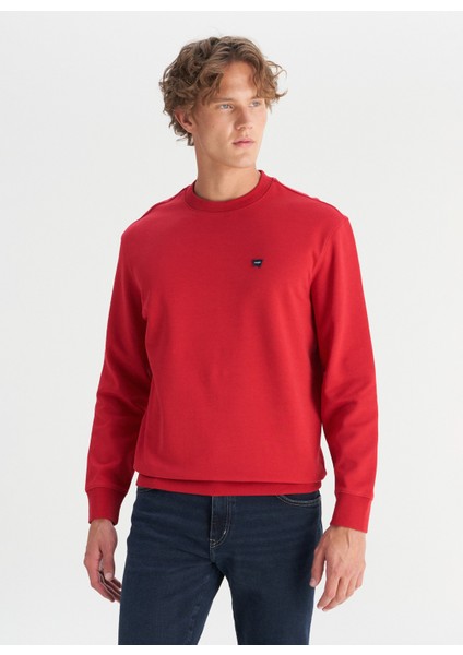 Bisiklet Yaka Kırmızı Erkek Sweatshırt W2520255A47 Kırmızı Sweatshirt