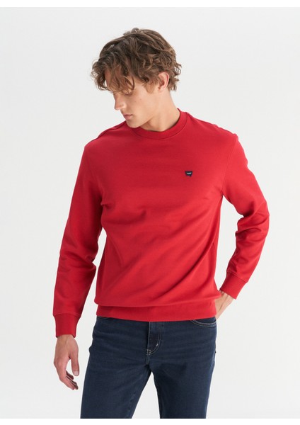 Bisiklet Yaka Kırmızı Erkek Sweatshırt W2520255A47 Kırmızı Sweatshirt modelleri